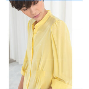 & Other Stories Pale Yellow Lightweight Button Front Blouse